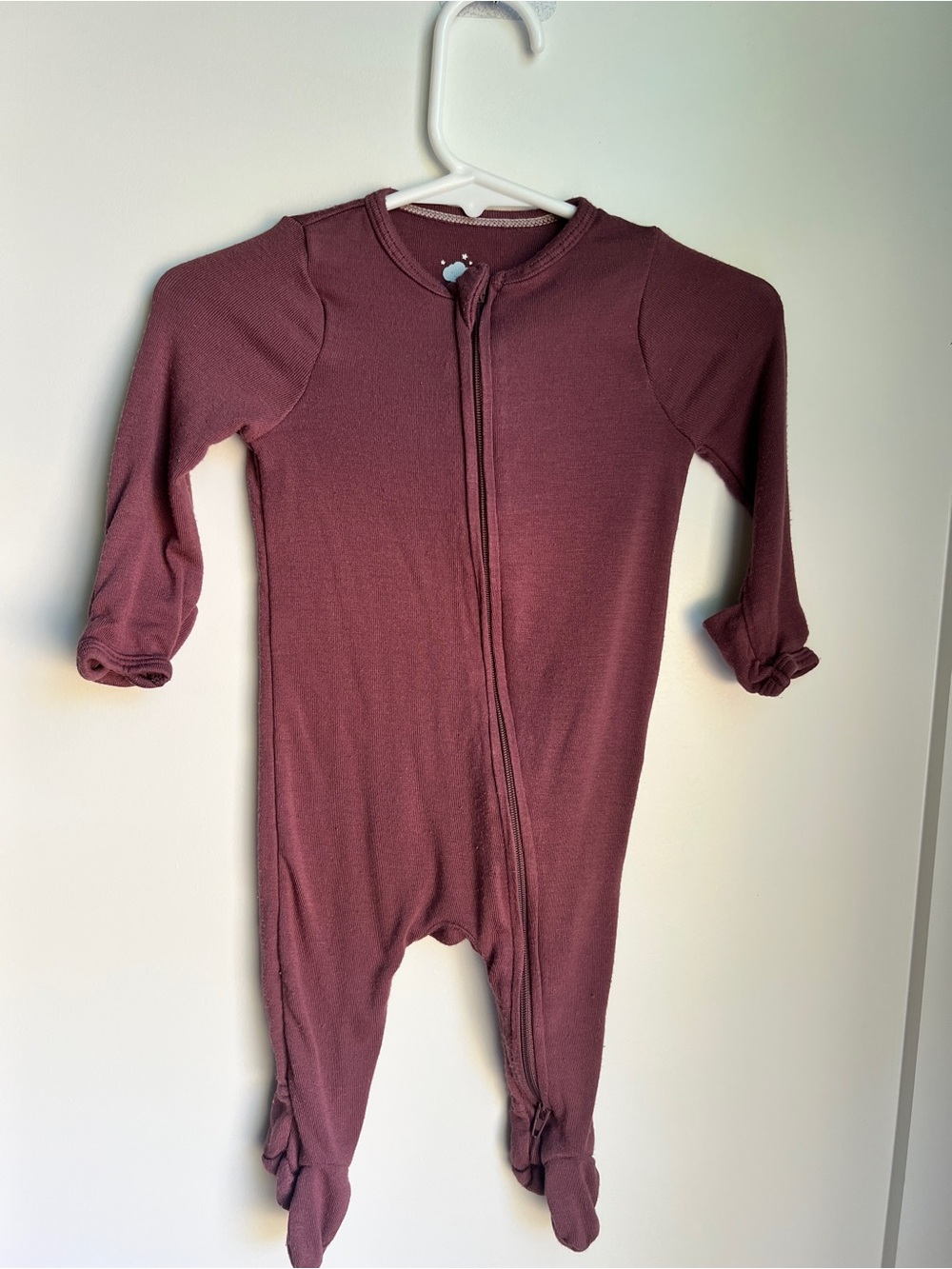Cloud Island Ribbed Zip Footed Sleeper | 0-3 Months | Mauve
